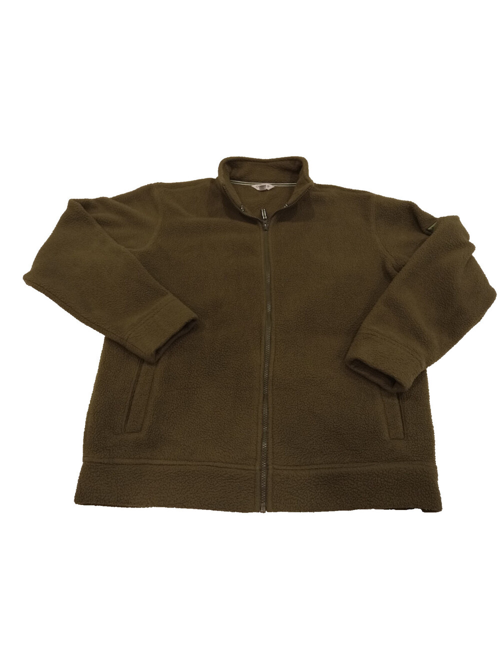 Orvis Fleece Jacket Mens Small Olive Green Full Zip High Collar Shacket Pocket S